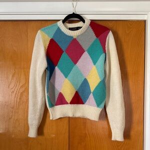 JF Adams Multicolor Argyle Crew Neck Sweater